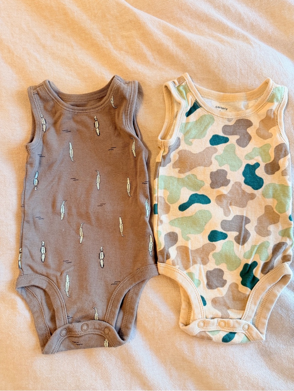 Carter's Brown & Green Camo Tank One-Piece 2-Pack